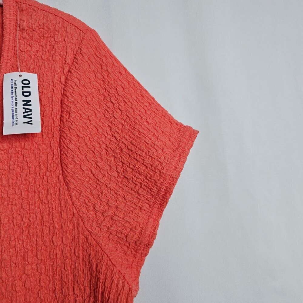 NWT Women's OLD NAVY Textured Top size XL MELON PINK ORANGE Square Neck Summer - Picture 4 of 6